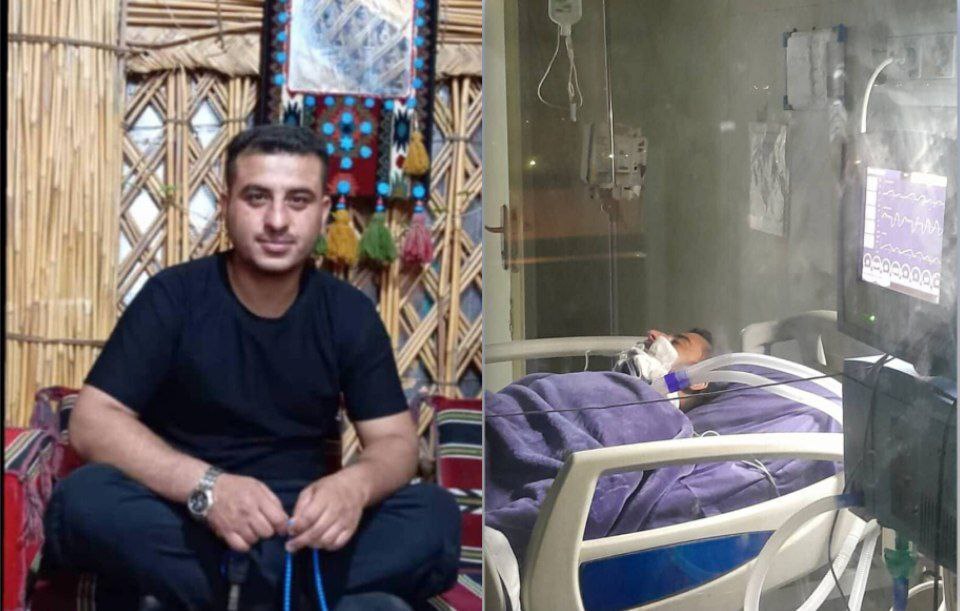 آبدارچی ساختمان فرمانداری شادگان به خاطر انتقالی از محل کارش خود را مقابل این ساختمان به آتش کشید 