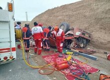 تصادف وحشتناک تریلی با ۱۶ خودرو