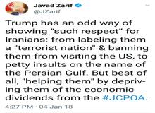 انتقاد ظریف از رویکرد مزوّرانه دونالد ترامپ در قبال مردم ایران