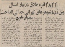 علت طلاق‌های۵۳ سال پیش شهر تهران چه بود؟