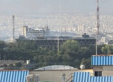 تصویر ساختمان شیشه‌ای صداوسیما پس از مهار آتش‌سوزی