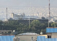 تصویر ساختمان شیشه‌ای صداوسیما پس از مهار آتش‌سوزی