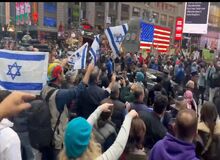 تقابل فلسطینی ها و اسرائیلی ها به میدان تایمز نیویورک کشیده شد+فیلم 