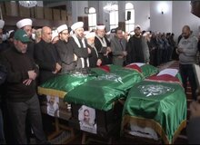 اقامه نماز بر پیکر العاروری وفرماندهان حماس+عکس